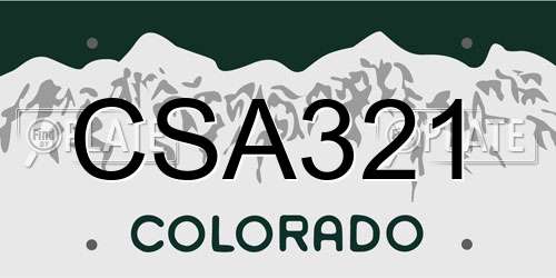 CSA321 Colorado License Plate