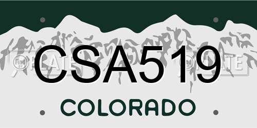 CSA519 Colorado License Plate