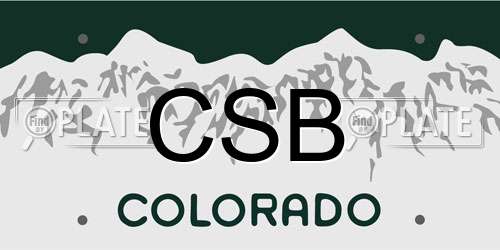 CSB Colorado License Plate