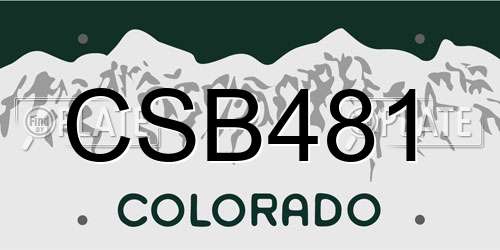 CSB481 Colorado License Plate