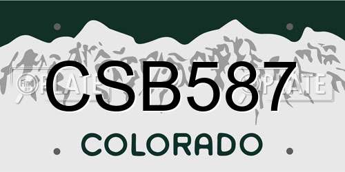 CSB587 Colorado License Plate