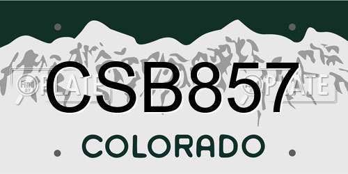 CSB857 Colorado License Plate