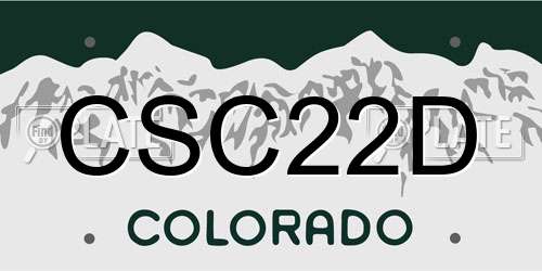 CSC22D Colorado License Plate