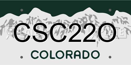 CSC22O Colorado License Plate