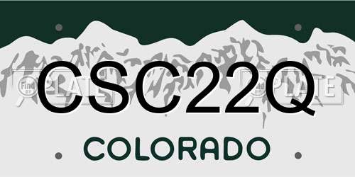 CSC22Q Colorado License Plate