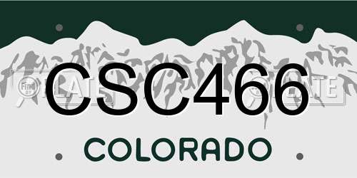 CSC466 Colorado License Plate
