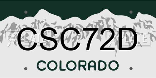 CSC72D Colorado License Plate