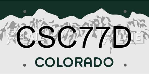CSC77D Colorado License Plate