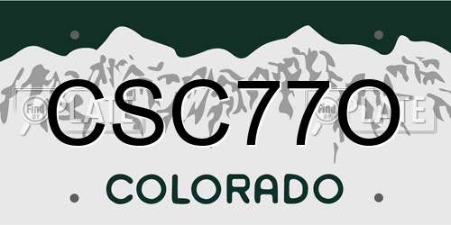 CSC77O Colorado License Plate