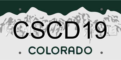 CSCD19 Colorado License Plate