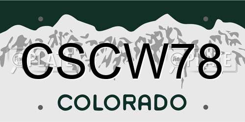 CSCW78 Colorado License Plate