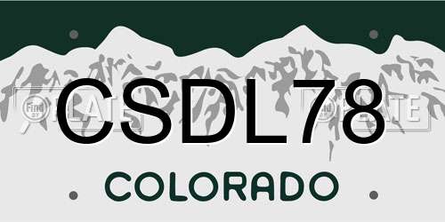 CSDL78 Colorado License Plate