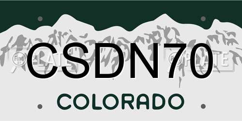 CSDN70 Colorado License Plate