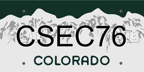 CSEC76 Colorado License Plate