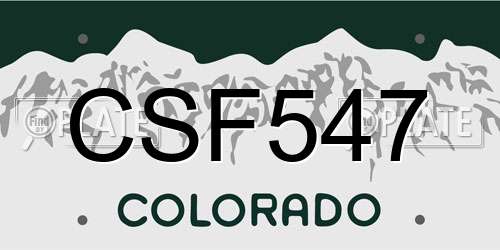 CSF547 Colorado License Plate