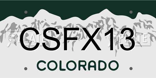CSFX13 Colorado License Plate