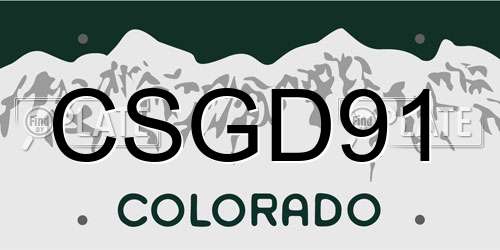 CSGD91 Colorado License Plate