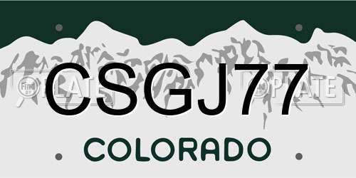 CSGJ77 Colorado License Plate