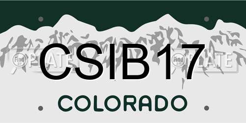 CSIB17 Colorado License Plate