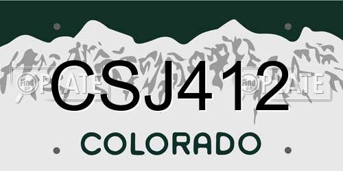 CSJ412 Colorado License Plate