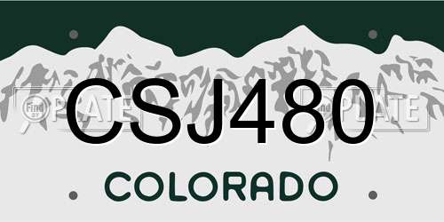 CSJ480 Colorado License Plate