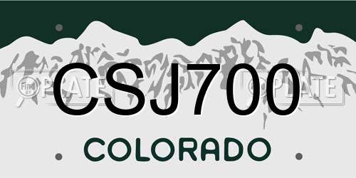 CSJ700 Colorado License Plate