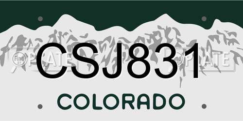 CSJ831 Colorado License Plate