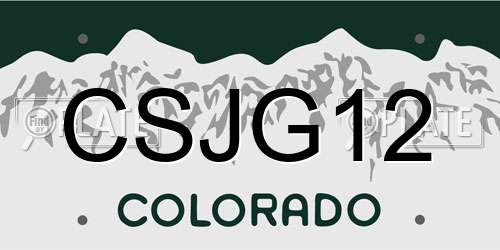 CSJG12 Colorado License Plate