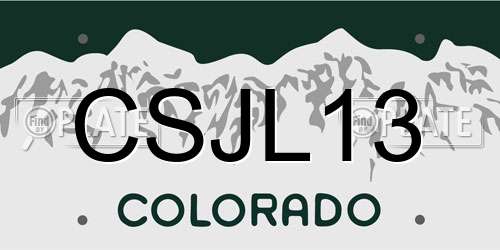CSJL13 Colorado License Plate