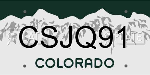 CSJQ91 Colorado License Plate