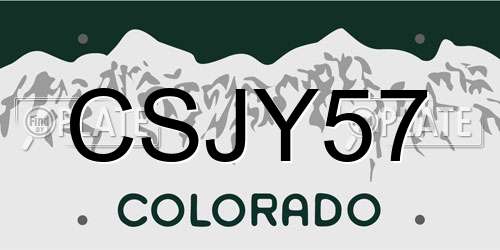 CSJY57 Colorado License Plate
