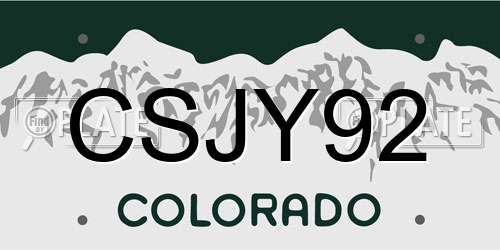 CSJY92 Colorado License Plate