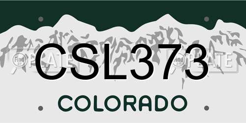 CSL373 Colorado License Plate