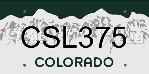 CSL375 Colorado License Plate