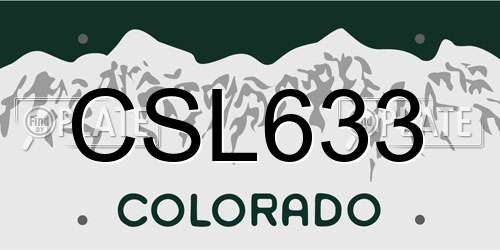CSL633 Colorado License Plate