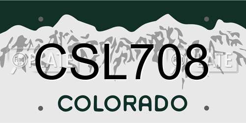 CSL708 Colorado License Plate