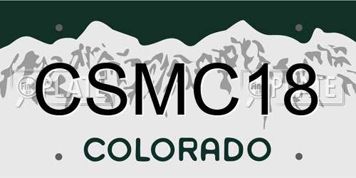 CSMC18 Colorado License Plate