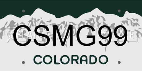 CSMG99 Colorado License Plate
