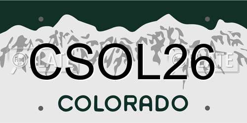 CSOL26 Colorado License Plate