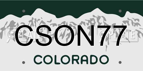 CSON77 Colorado License Plate