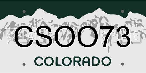 CSOO73 Colorado License Plate