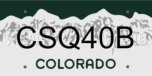 CSQ40B Colorado License Plate