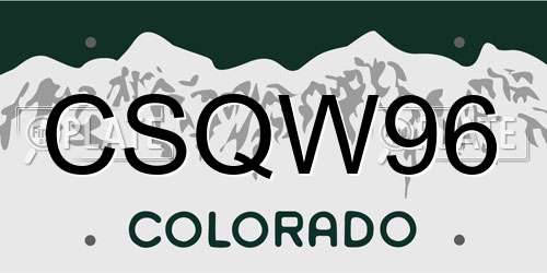 CSQW96 Colorado License Plate