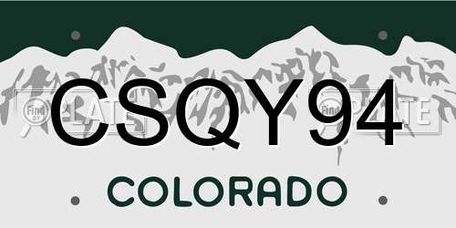 CSQY94 Colorado License Plate