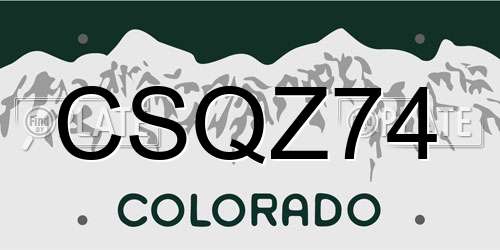 CSQZ74 Colorado License Plate