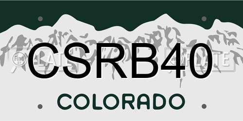 CSRB40 Colorado License Plate