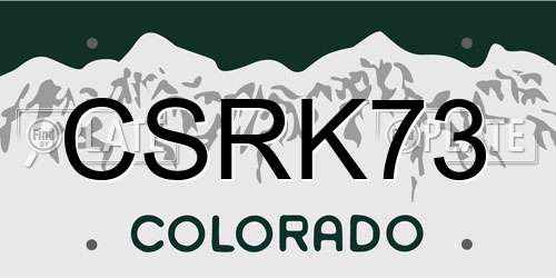 CSRK73 Colorado License Plate