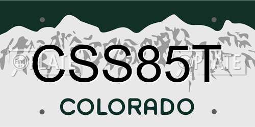 CSS85T Colorado License Plate
