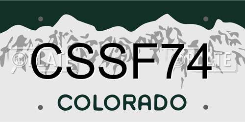 CSSF74 Colorado License Plate
