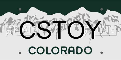 CSTOY Colorado License Plate